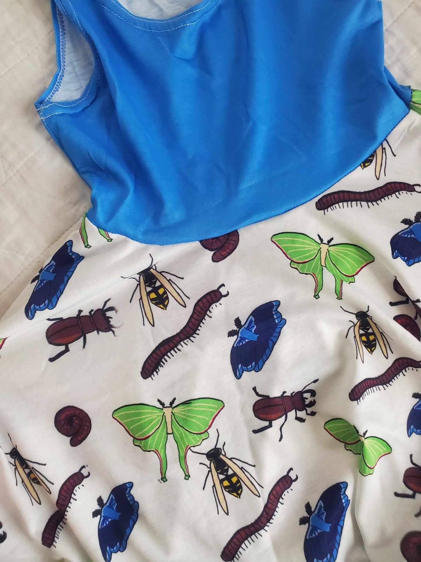 Cute Girls Bug Dress With Blue Top