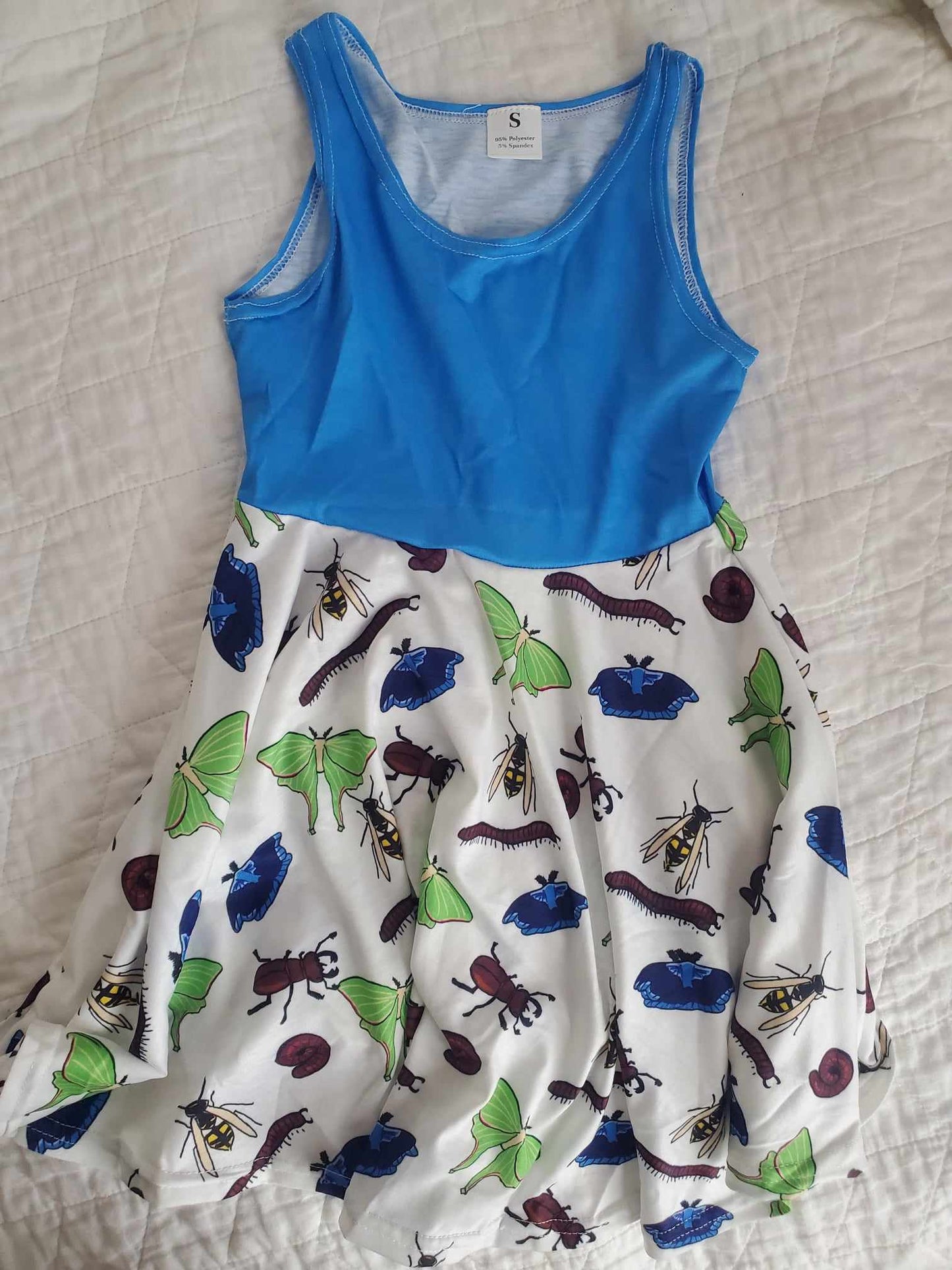 Cute Girls Bug Dress With Blue Top