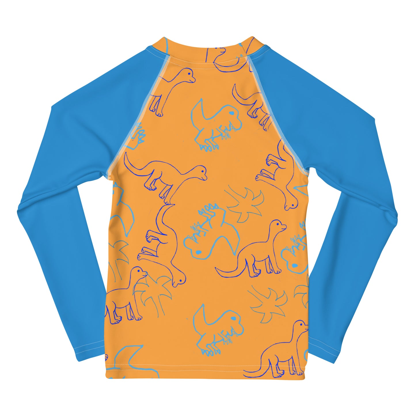 Boys Rash Guard Orange and Blue Dinosaurs (Sizes 2T-7)