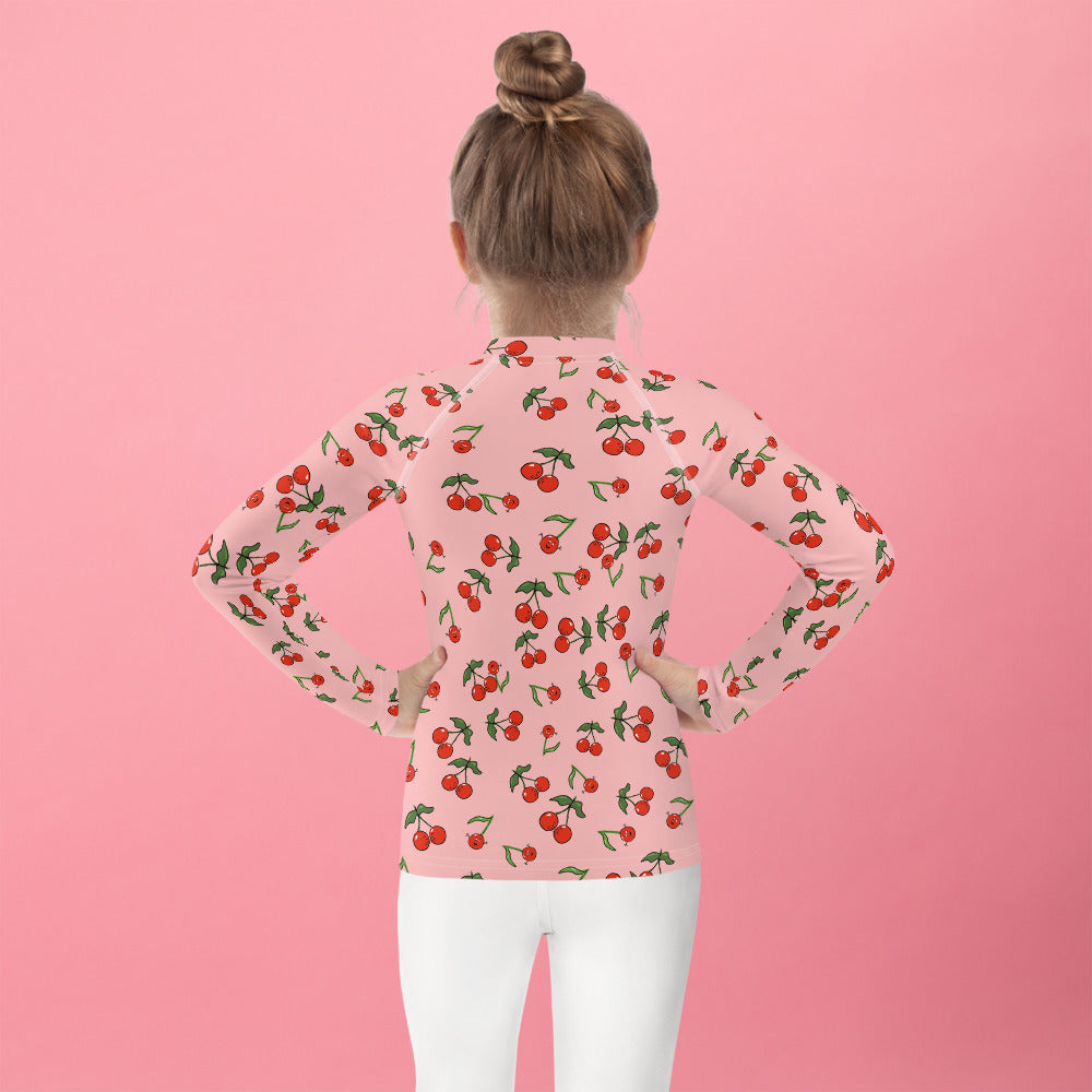 Girls' Rash Guard with Cherries (Size 2T-7)