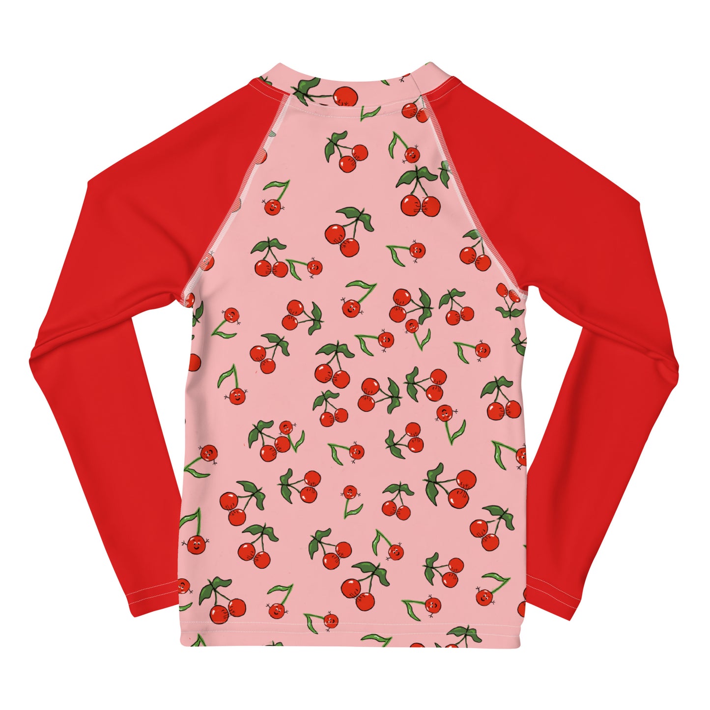 Girls' Rash Guard Cherries with Red arms (Kids Size 2T-7)