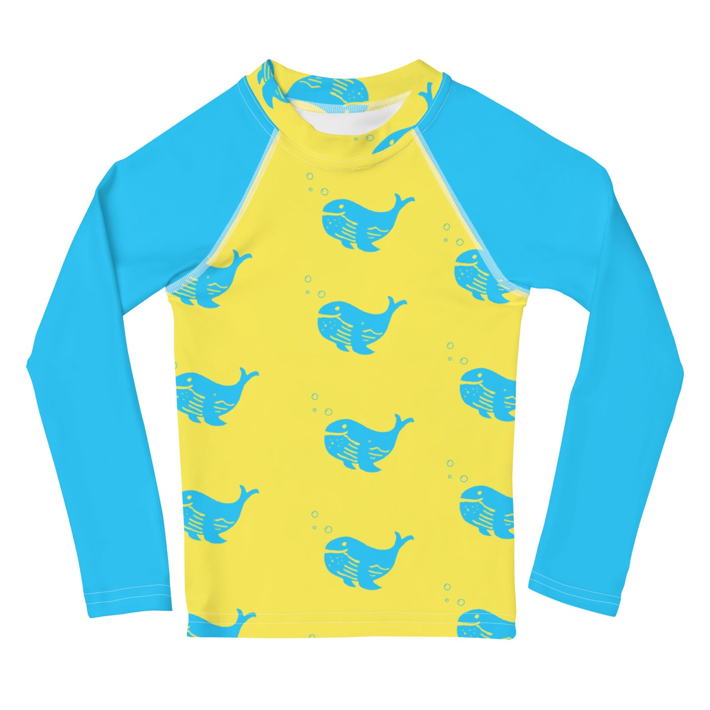 Boys Rash Guard with Blue Whales (Size 2T-7)