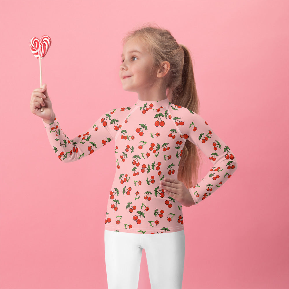 Girls' Rash Guard with Cherries (Size 2T-7)