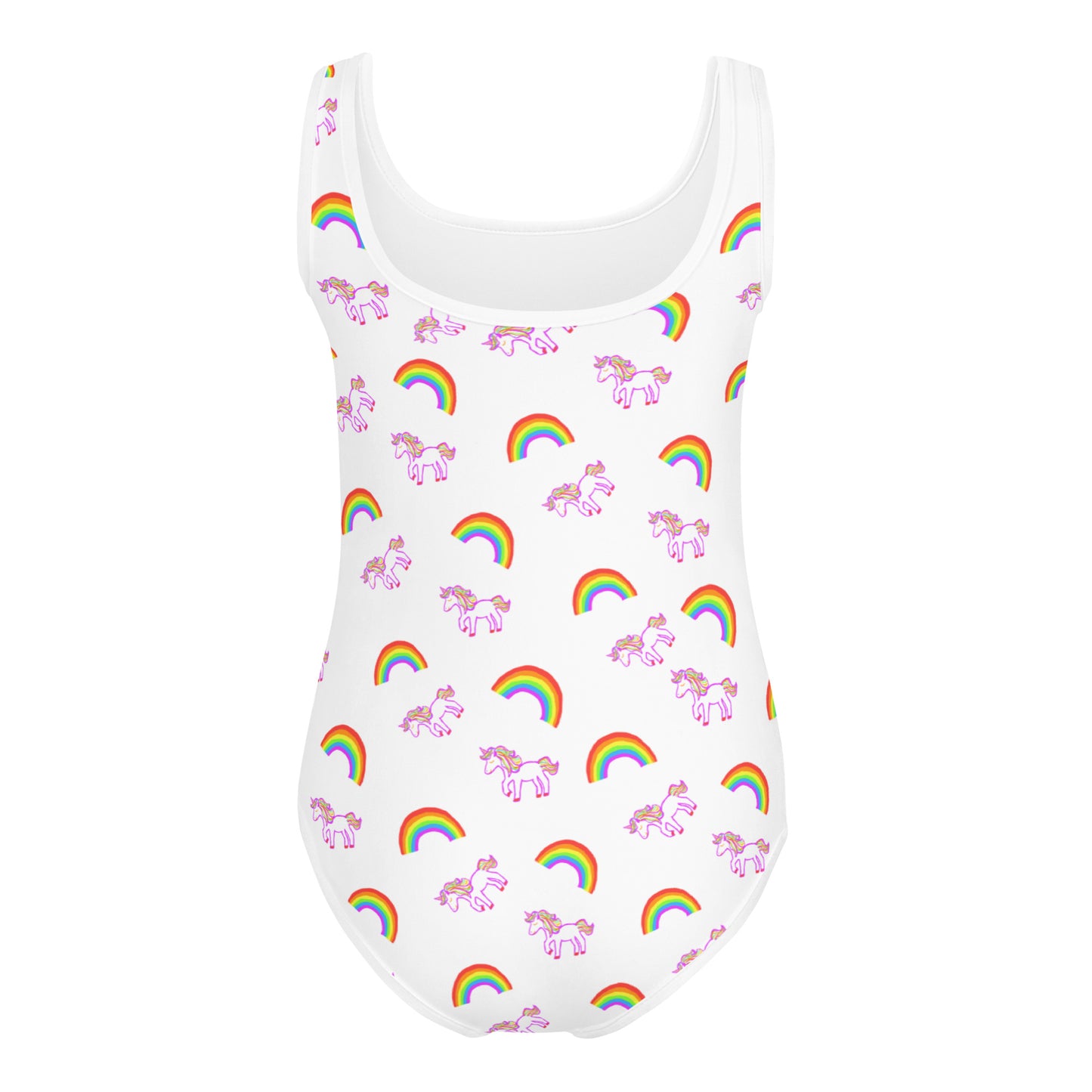Girls' Swimsuit One Piece with Rainbows and Unicorns (2t-7)