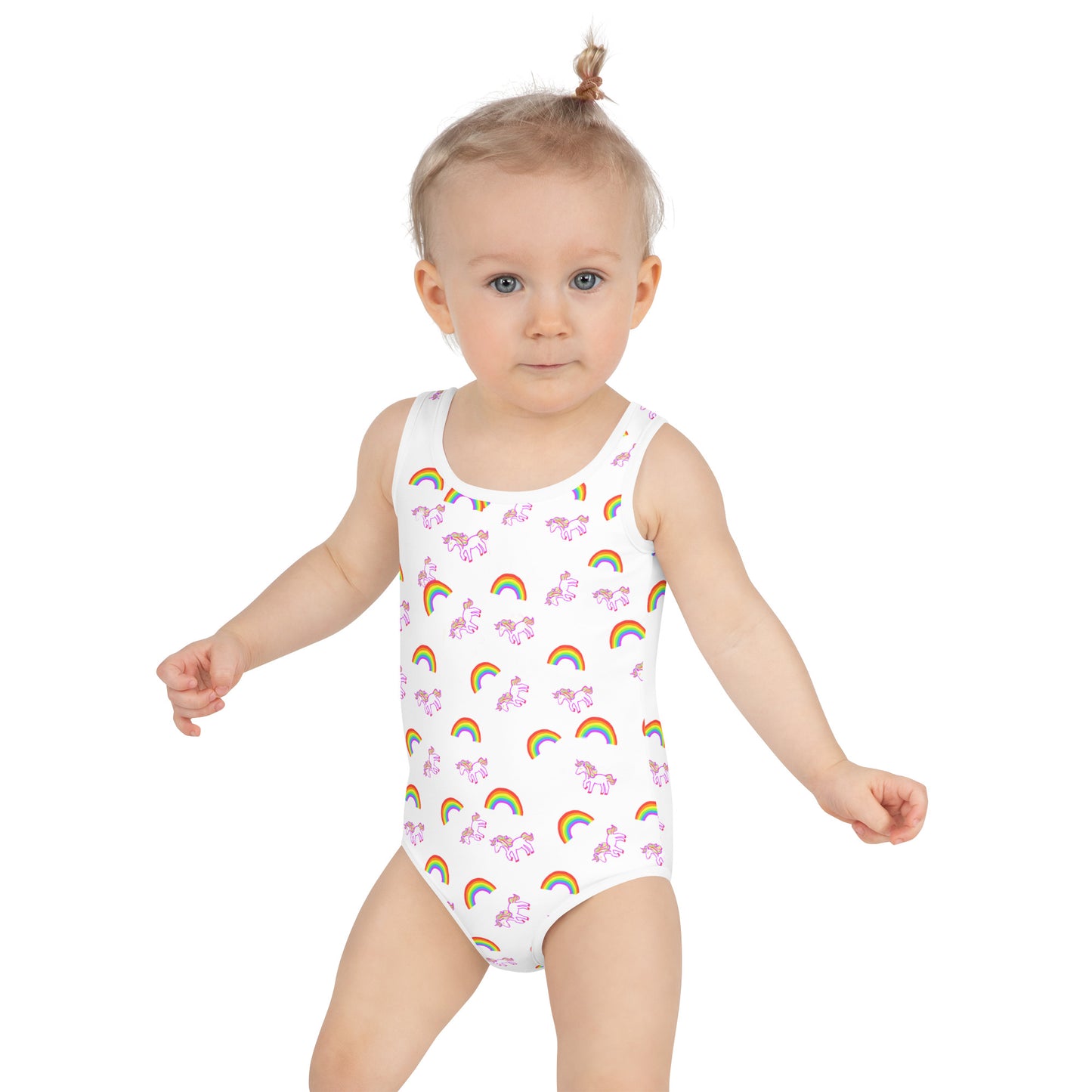 Girls' Swimsuit One Piece with Rainbows and Unicorns (2t-7)