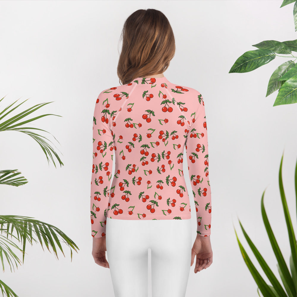 Girls' Rash Guard with Cherries (Youth 8-20)
