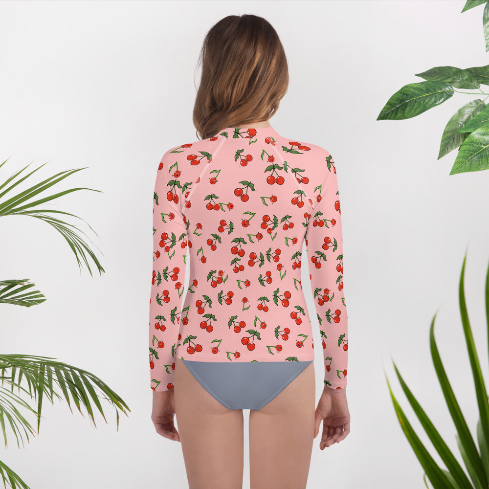 Girls' Rash Guard with Cherries (Youth 8-20)