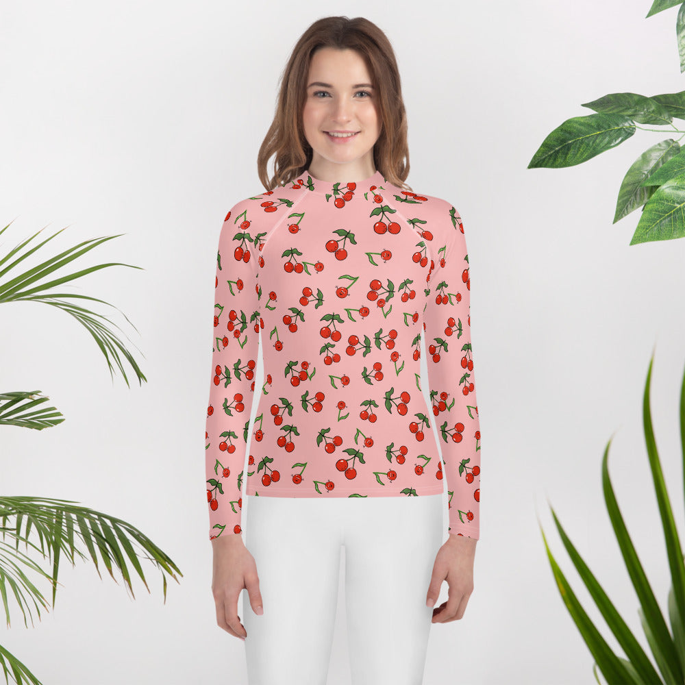 Girls' Rash Guard with Cherries (Youth 8-20)