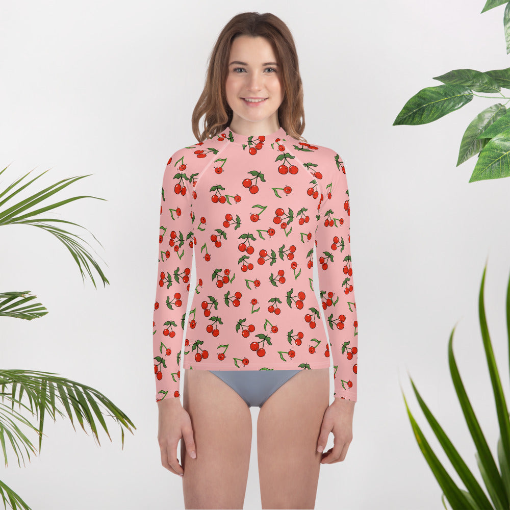 Girls' Rash Guard with Cherries (Youth 8-20)