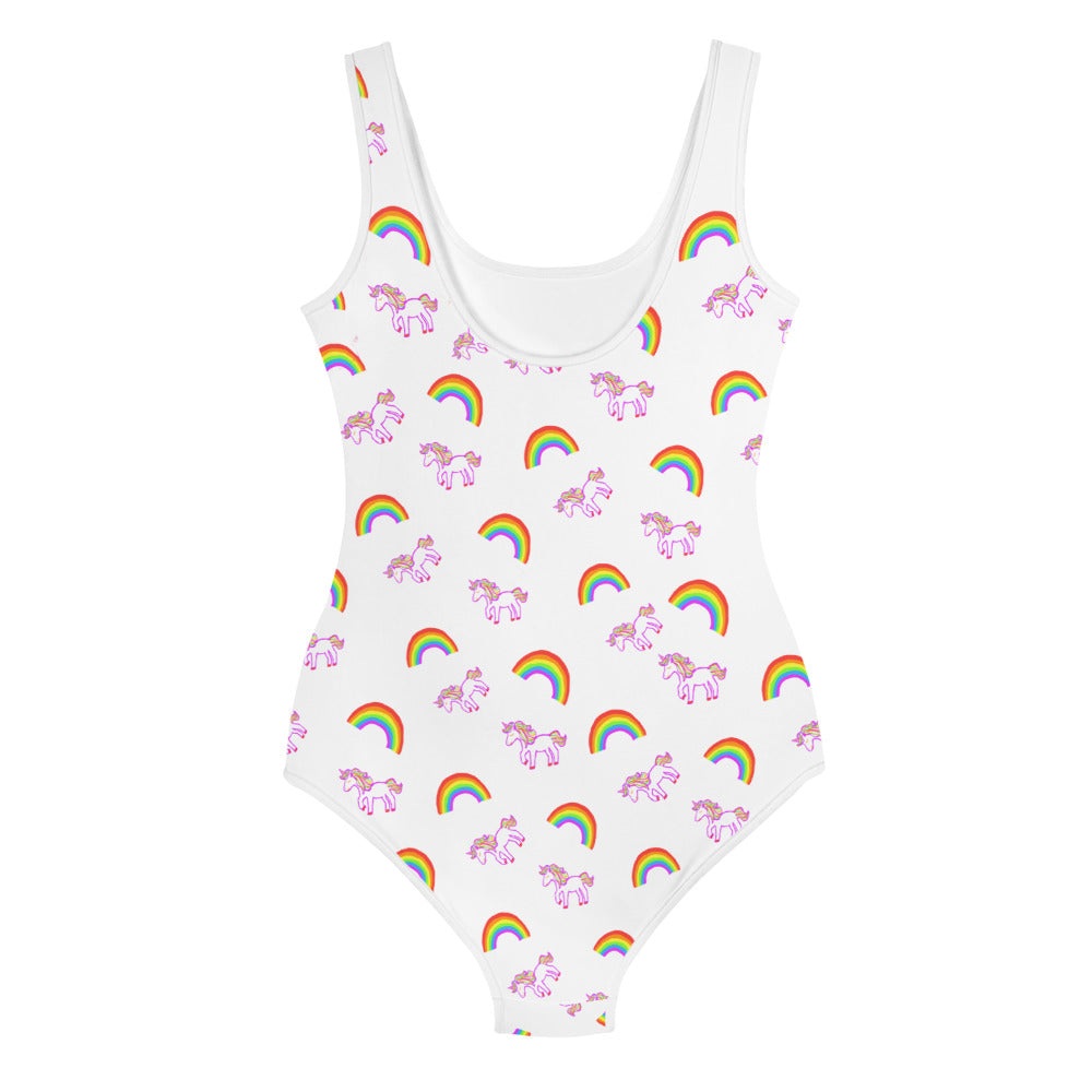 Girls' Swimsuit Unicorns and Rainbows (Youth Size 8-20)