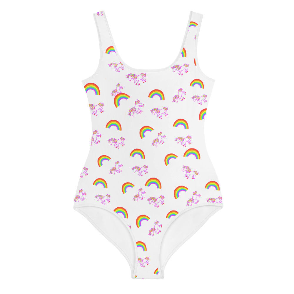 Girls' Swimsuit Unicorns and Rainbows (Youth Size 8-20)
