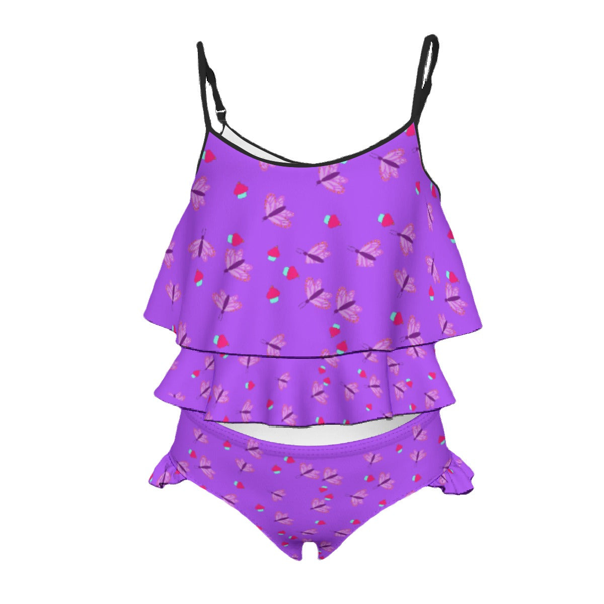 Youth Tankini Purple with Butterflies and Cupcakes