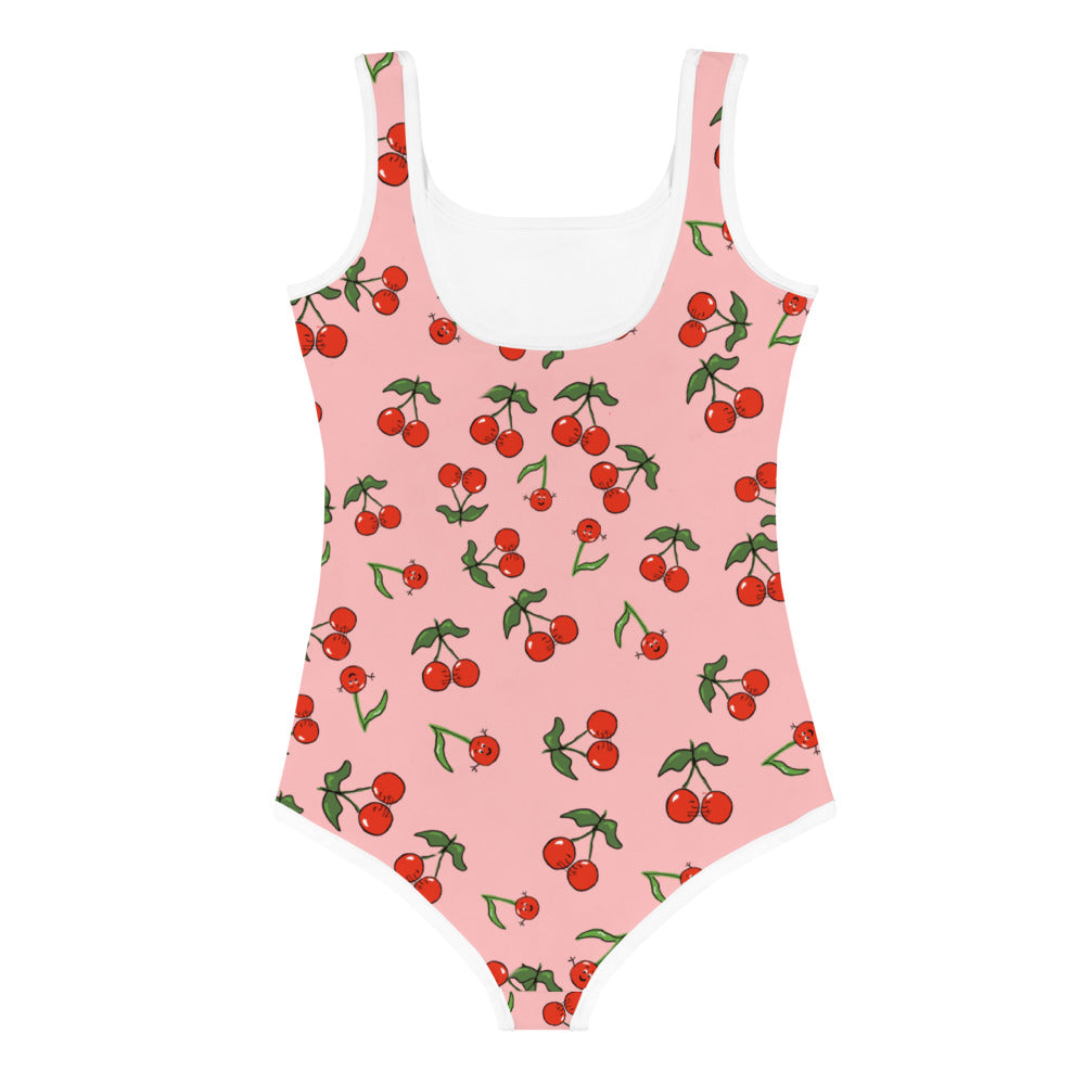 Girls' Athletic Swimsuit One Piece with Cherries (Size 2T-7) FREE SHIPPING