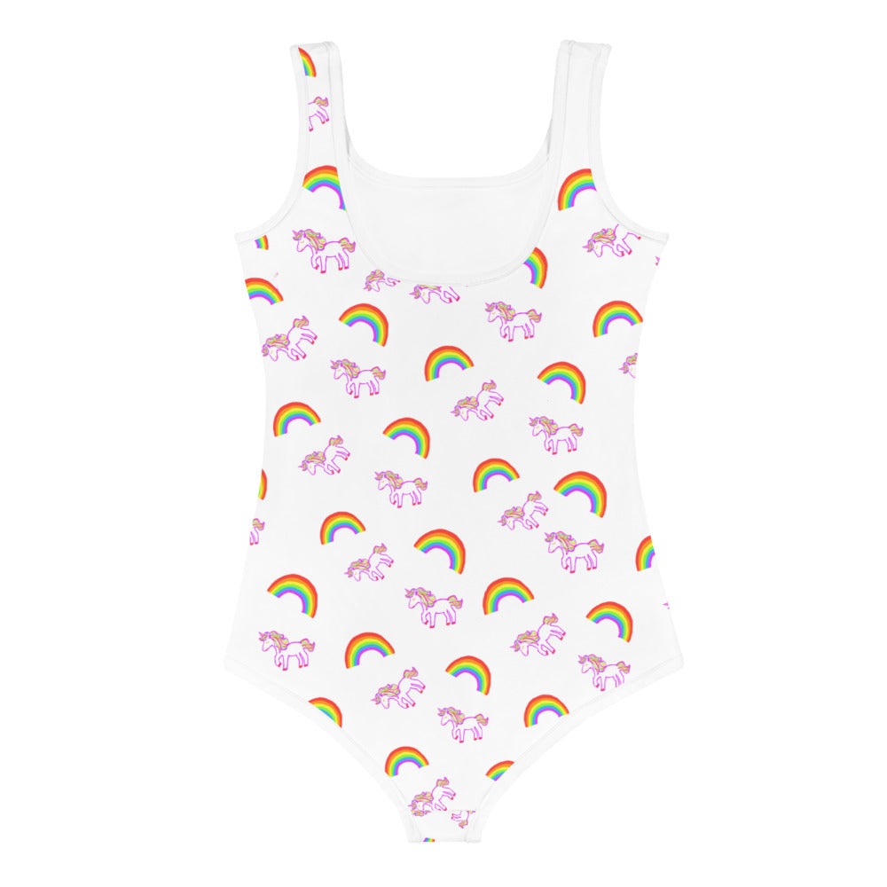 Girls' Athletic Swimsuit One Piece with Rainbows and Unicorns FREE SHIPPING