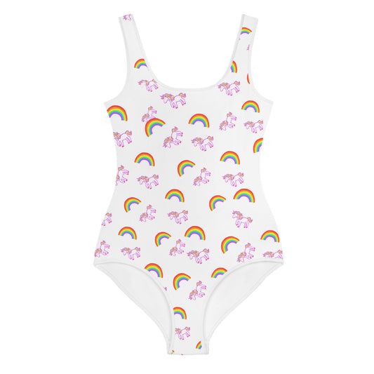 Girls' Athletic Swimsuit Unicorns and Rainbows (Youth Size 8-20) FREE SHIPPING