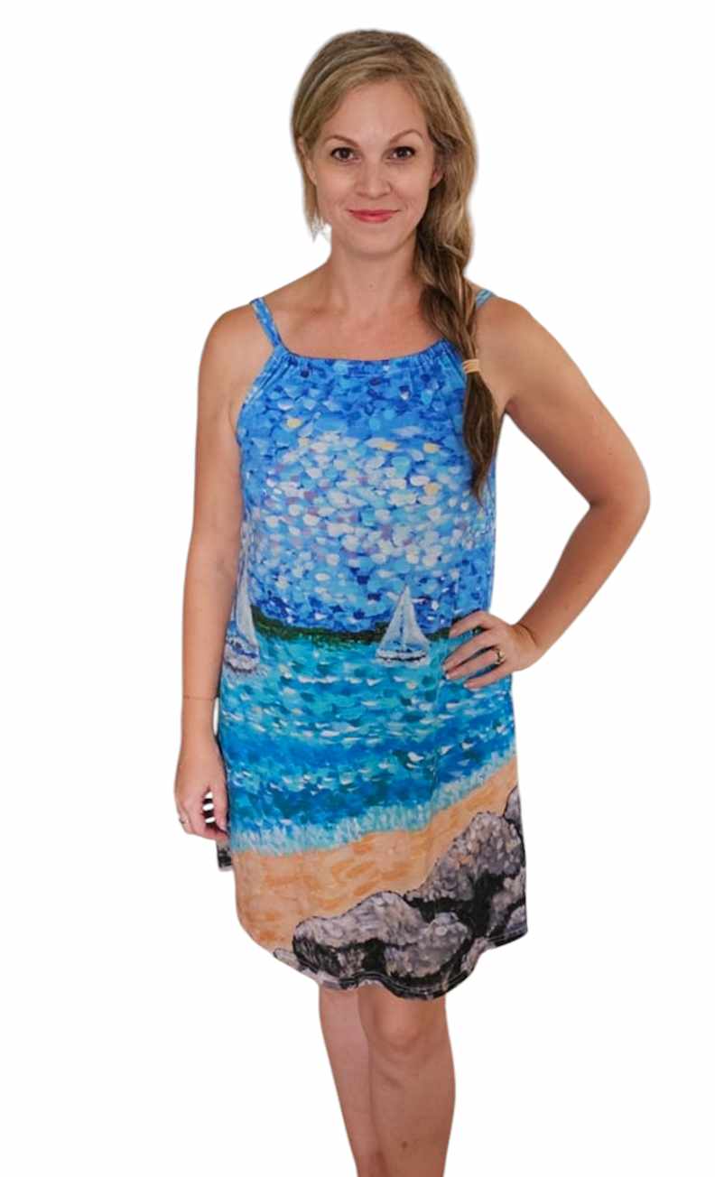 Women's Resort Wear - Cotton Vacation Dress - Beachwear