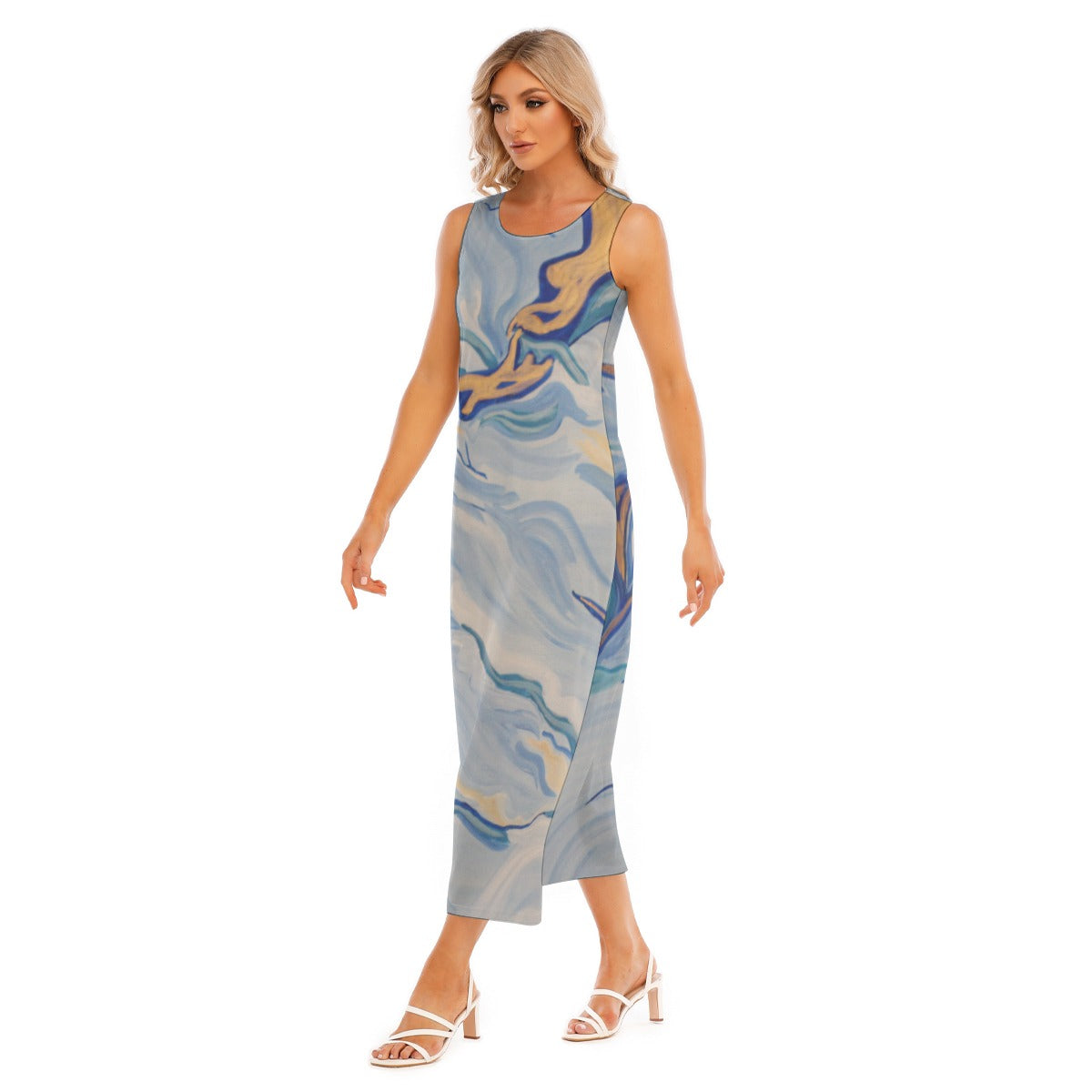 Women's Blue Marble Long Dress
