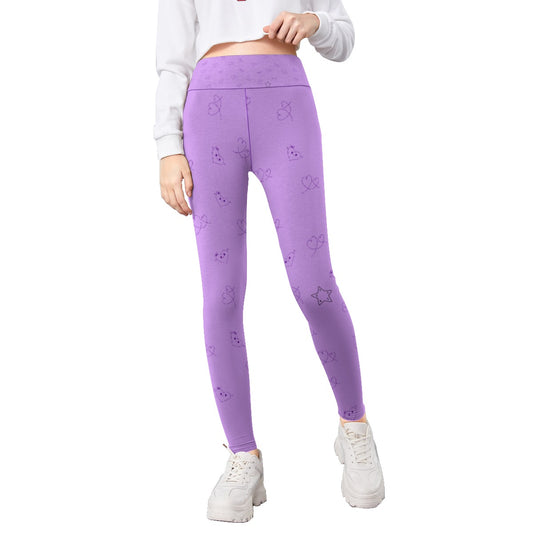 Girls Purple Heart Leggings - Clothes that Calm