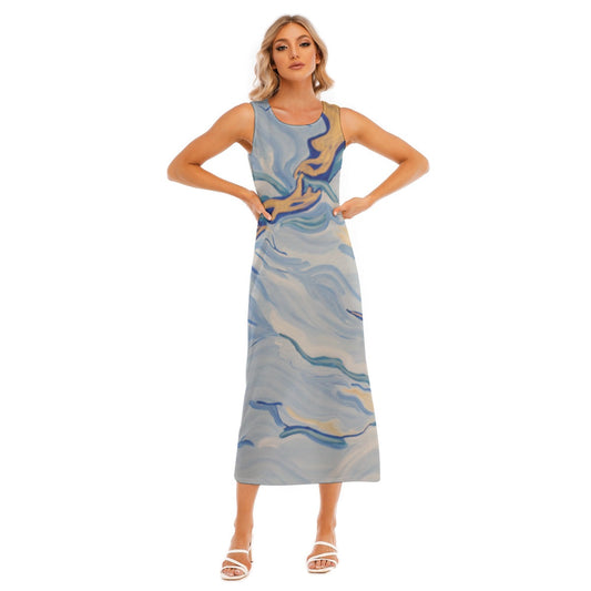 Women's Blue Marble Long Dress