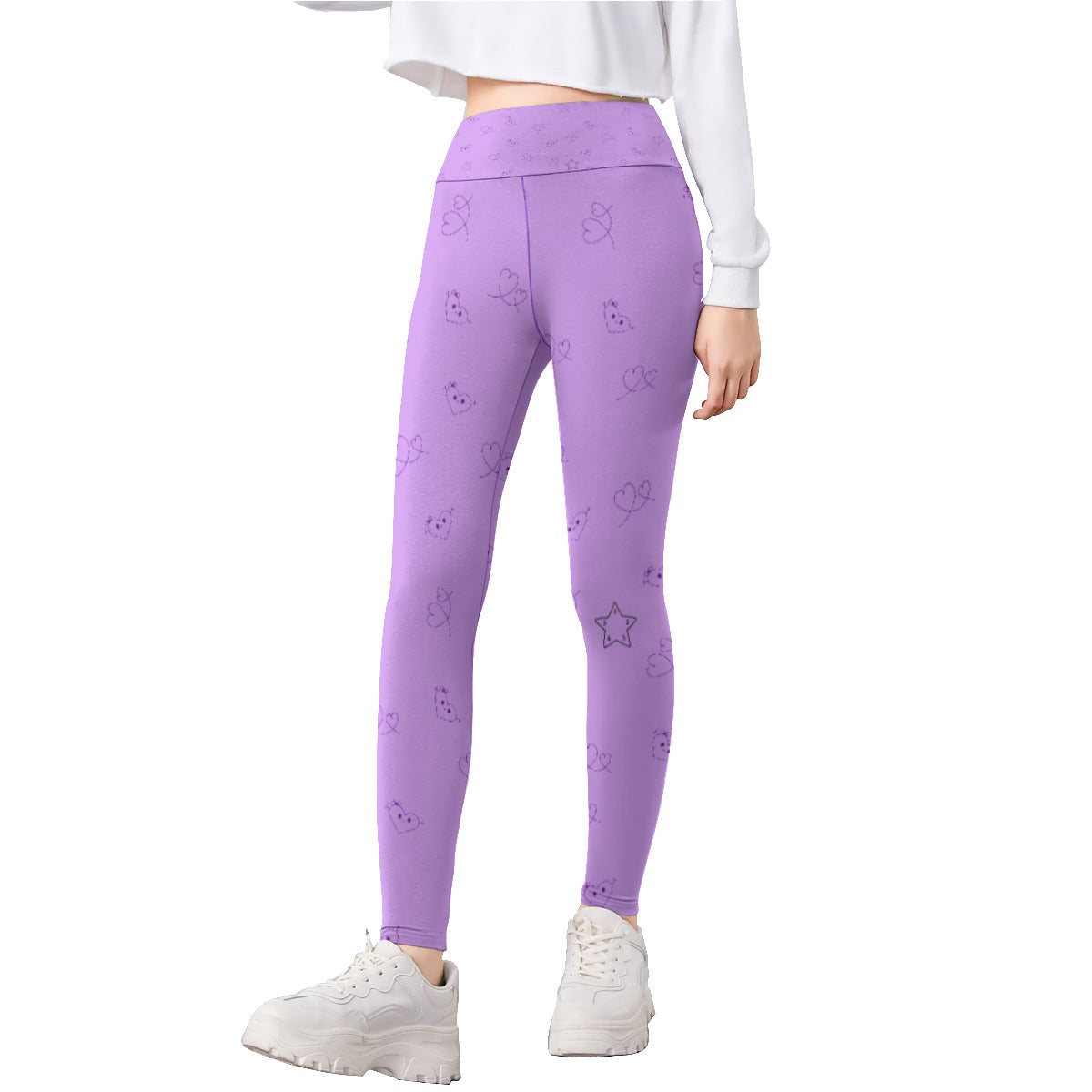 Girls Purple Heart Leggings - Clothes that Calm