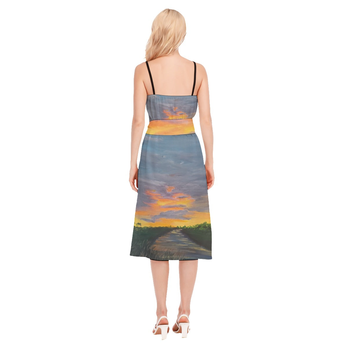 Women's SUNSET V-neck Cami Dress With Waist Band