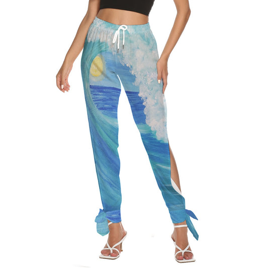 Women's Ocean Wave Side Cutout Pants Beach Resort Wear
