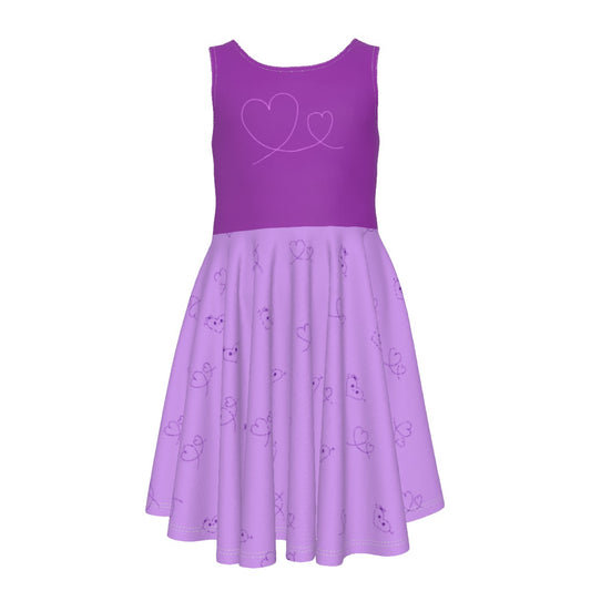 Girls Purple Dress with Hearts
